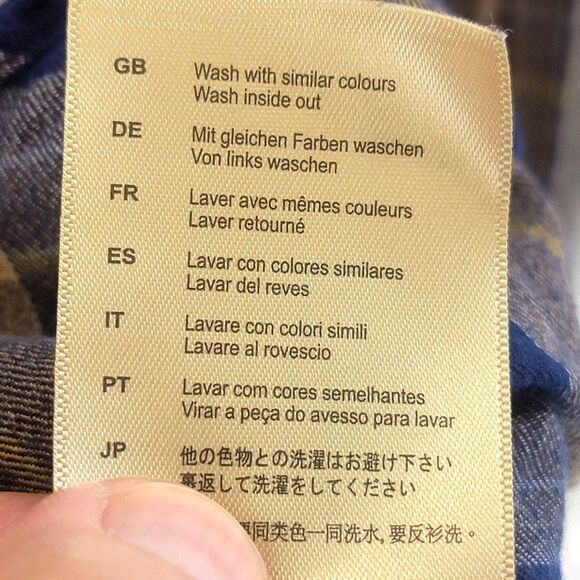 Scotch and Soda Flannel Button Down Shirt Mens S Long Sleeve Blue Gold Plaid - Picture 10 of 14